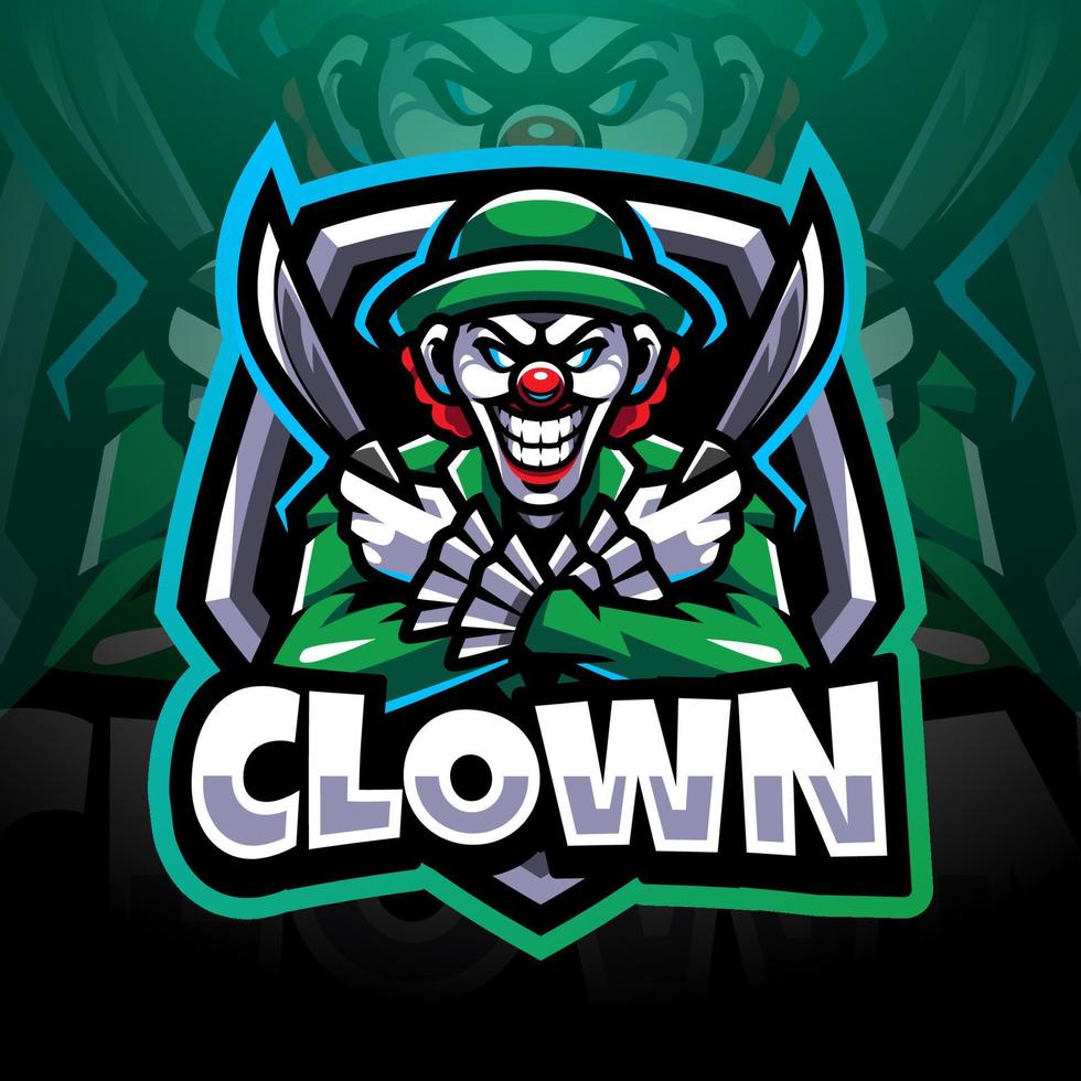 payaso esport mascota diseño de logotipo vector