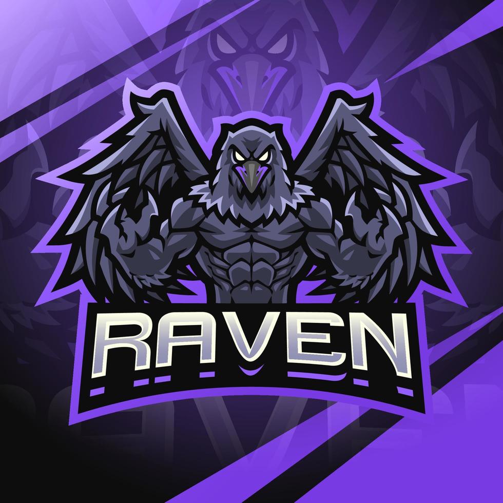 Raven fighter esport mascot logo design vector