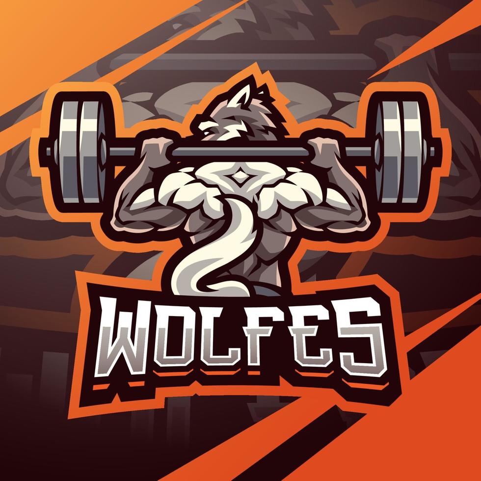 Wolf gym esport mascot logo design vector