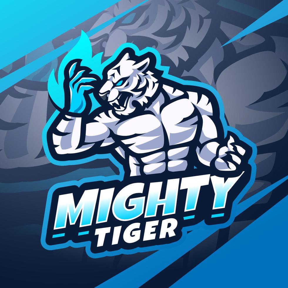 Mighty tiger esport mascot logo design vector