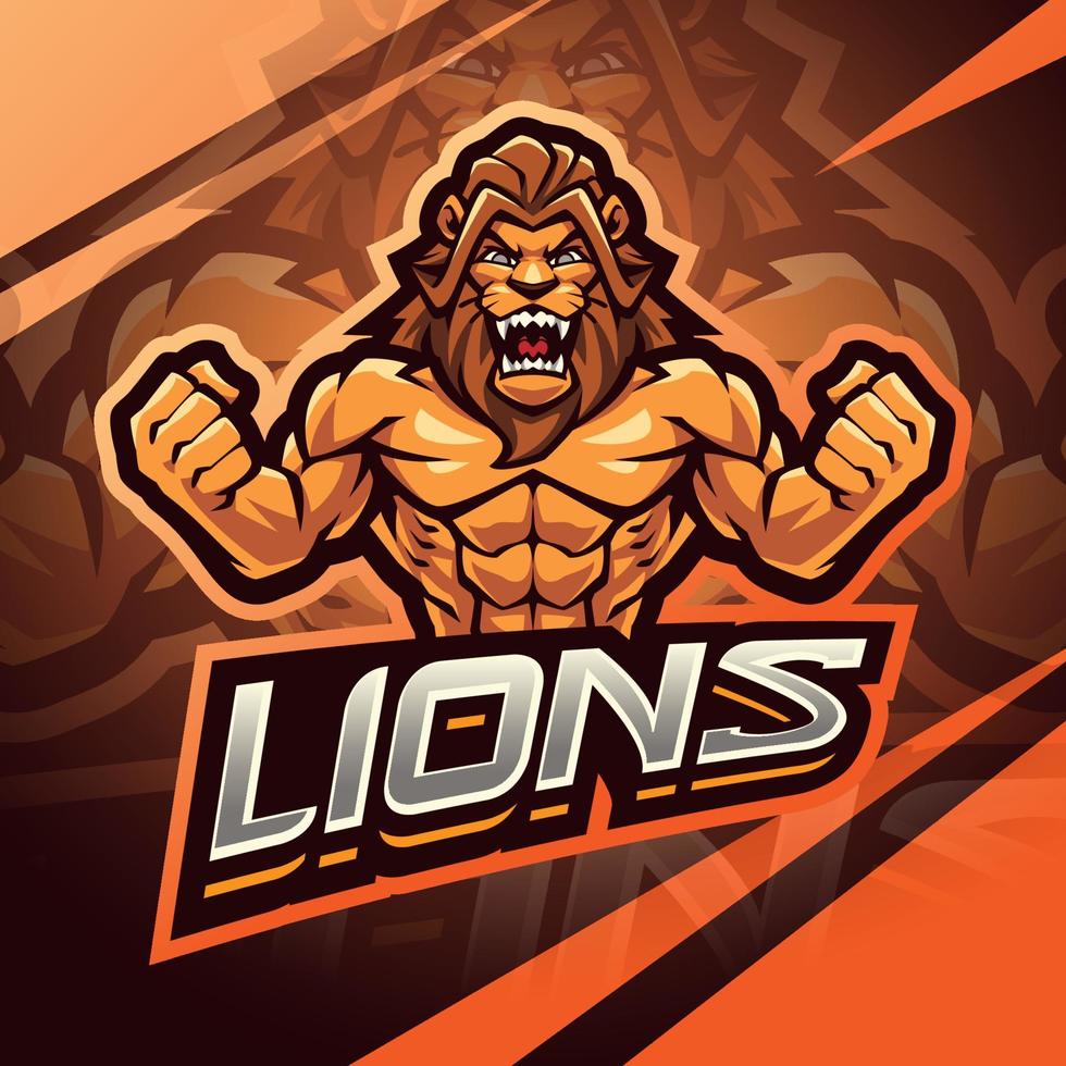 Lion esport mascot logo design vector