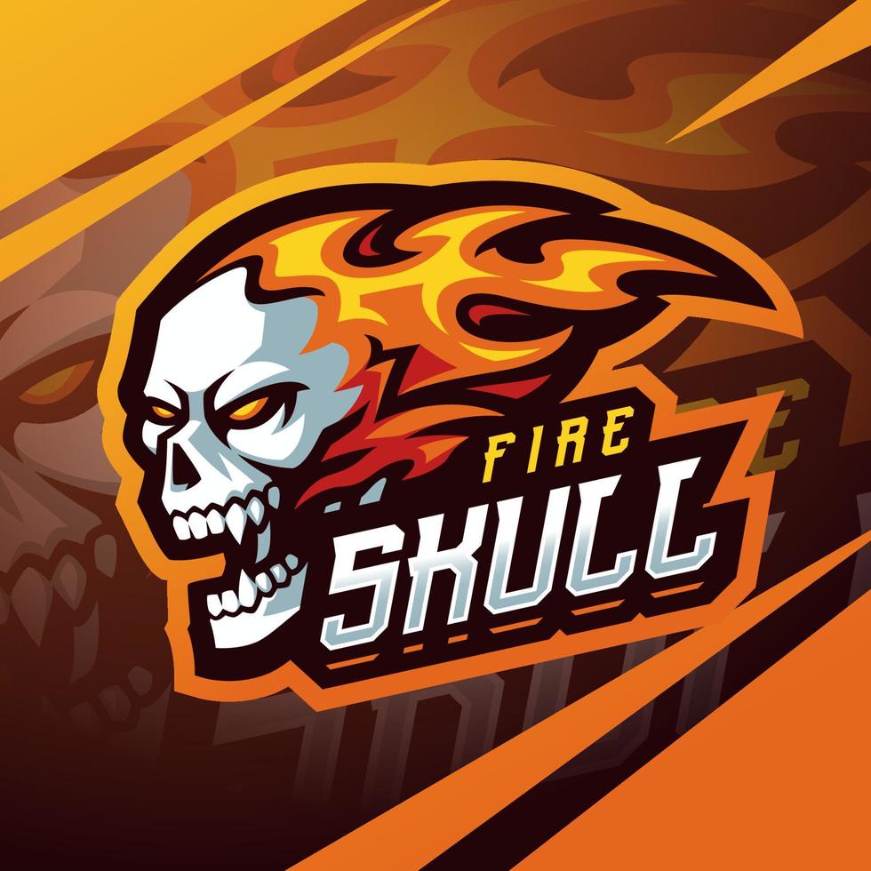 Fire skull esport mascot logo design vector