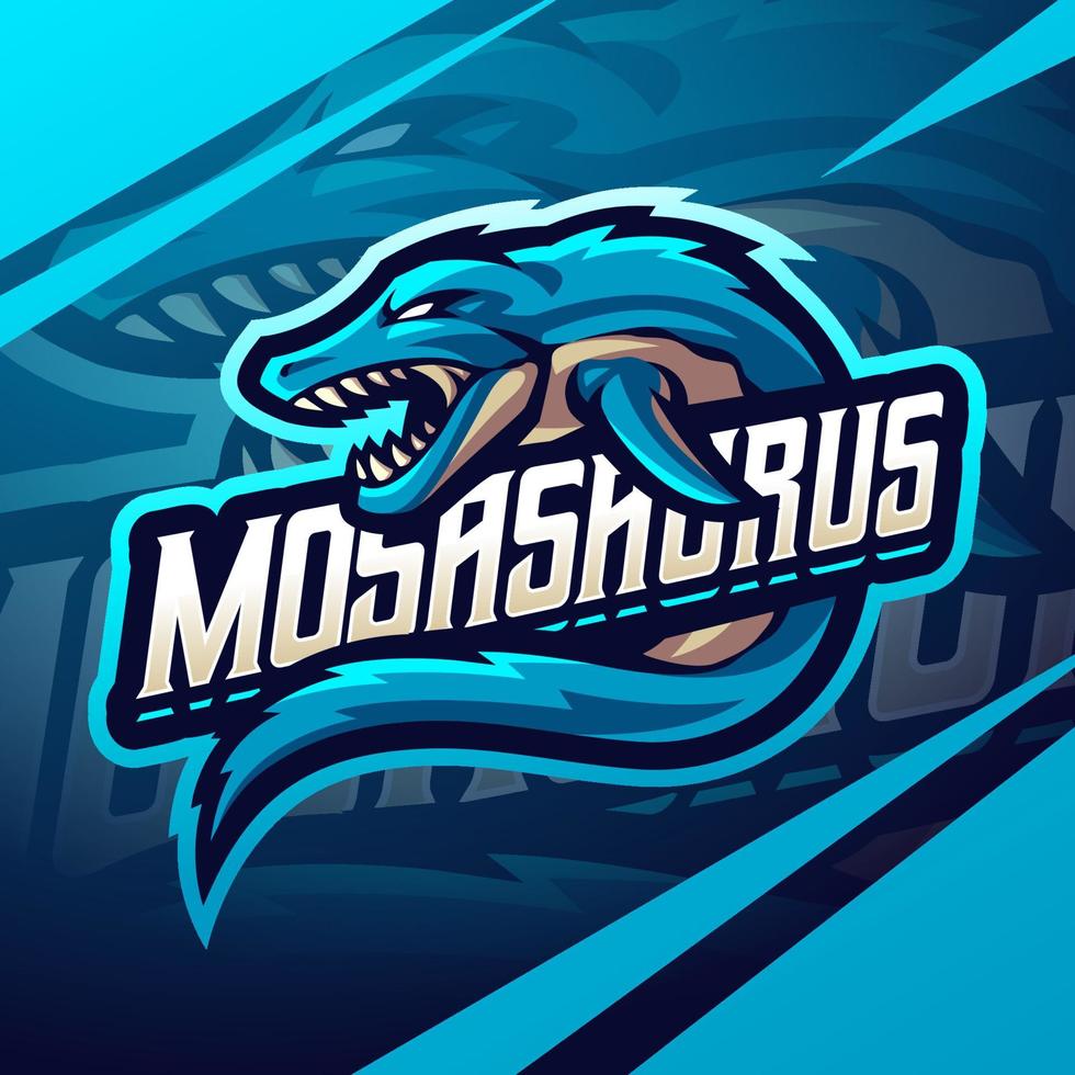 diseño del logotipo de la mascota del esport de mosasaurus vector