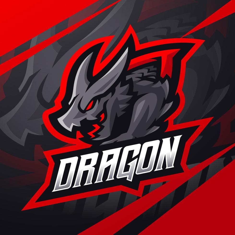 logotipo de mascota dragon esport con escudo vector