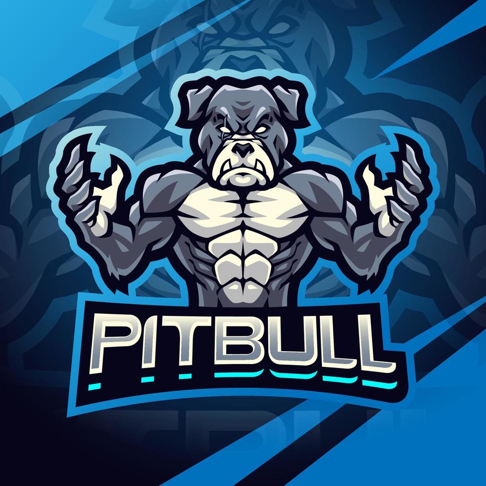 diseño del logotipo de la mascota del luchador pitbull vector