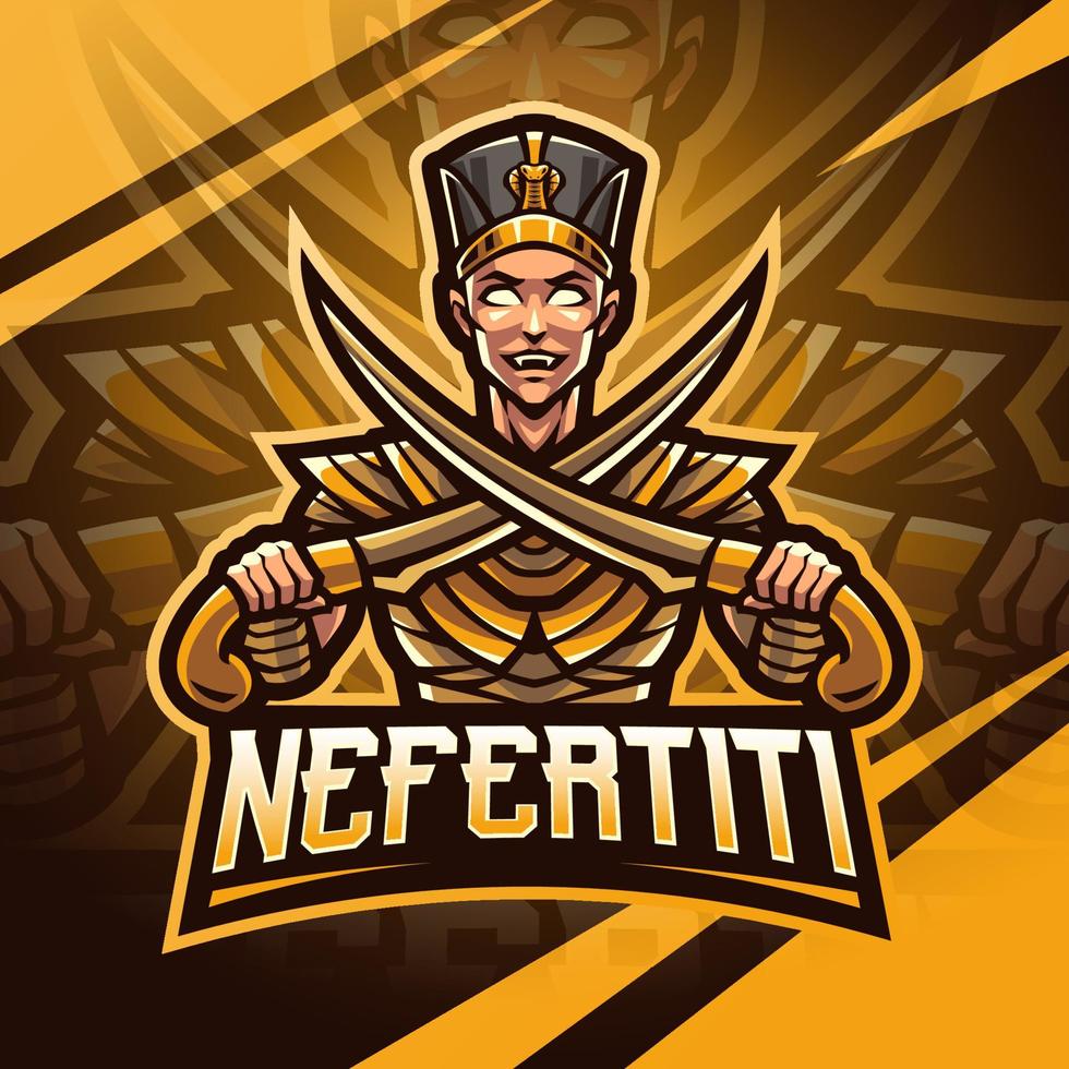 Nefertiti esport mascot logo design vector