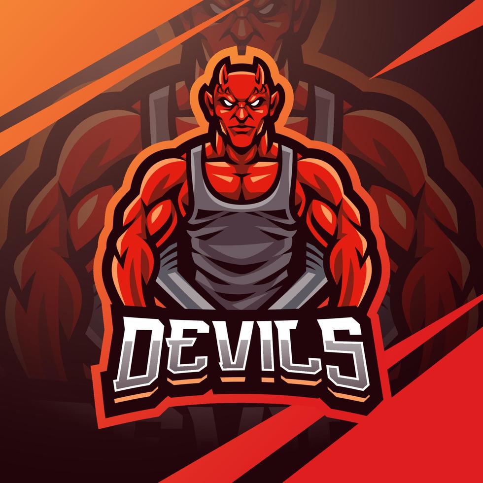 Devil gym esport mascot logo design vector