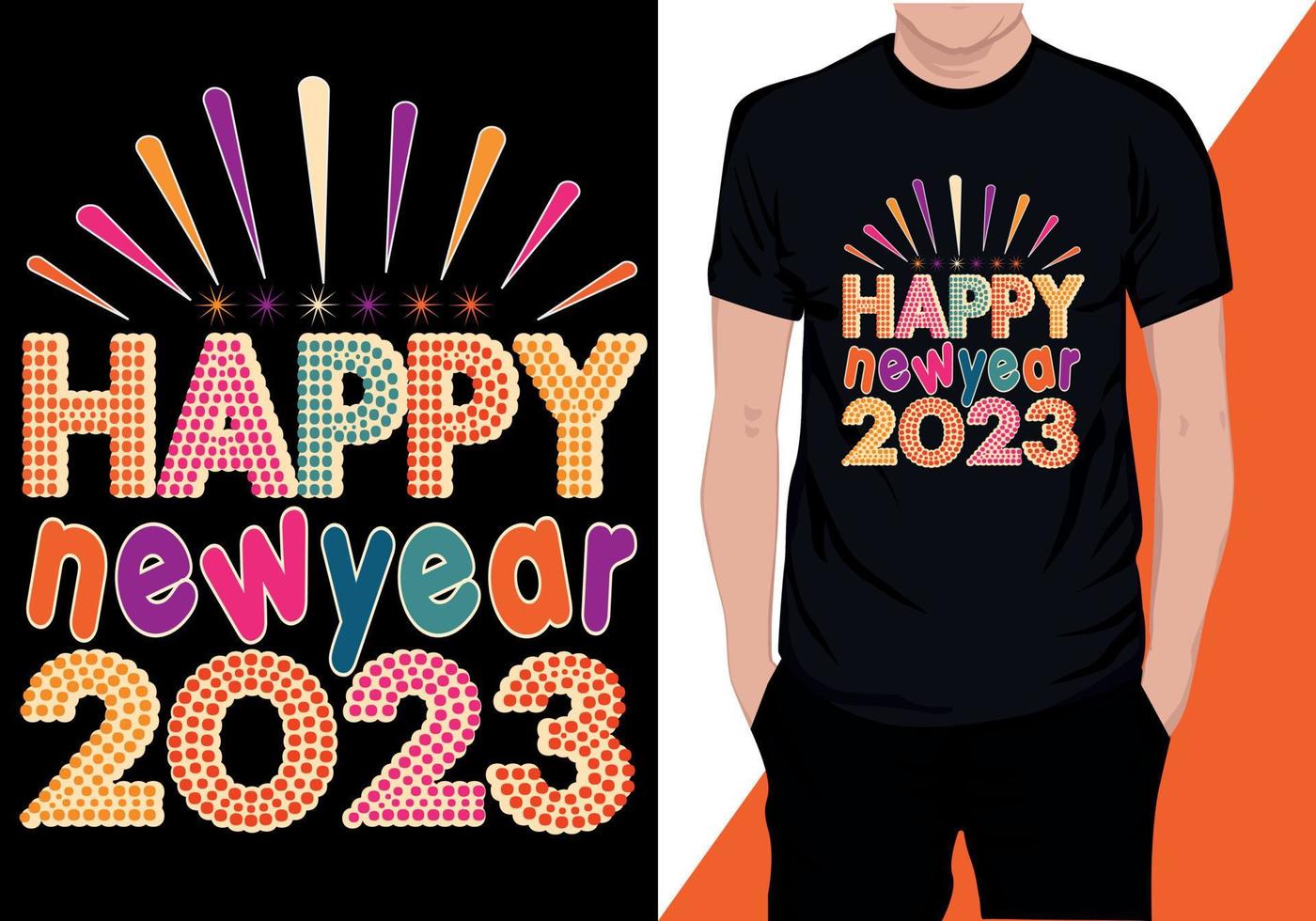 , diseño de camiseta, feliz año nuevo 2023, de moda, camiseta, 2023, día, celebración, feliz año nuevo en estados unidos, feliz año nuevo en ciudades de estados unidos, camiseta de víspera de año nuevo feliz, bienvenido feliz año nuevo vector