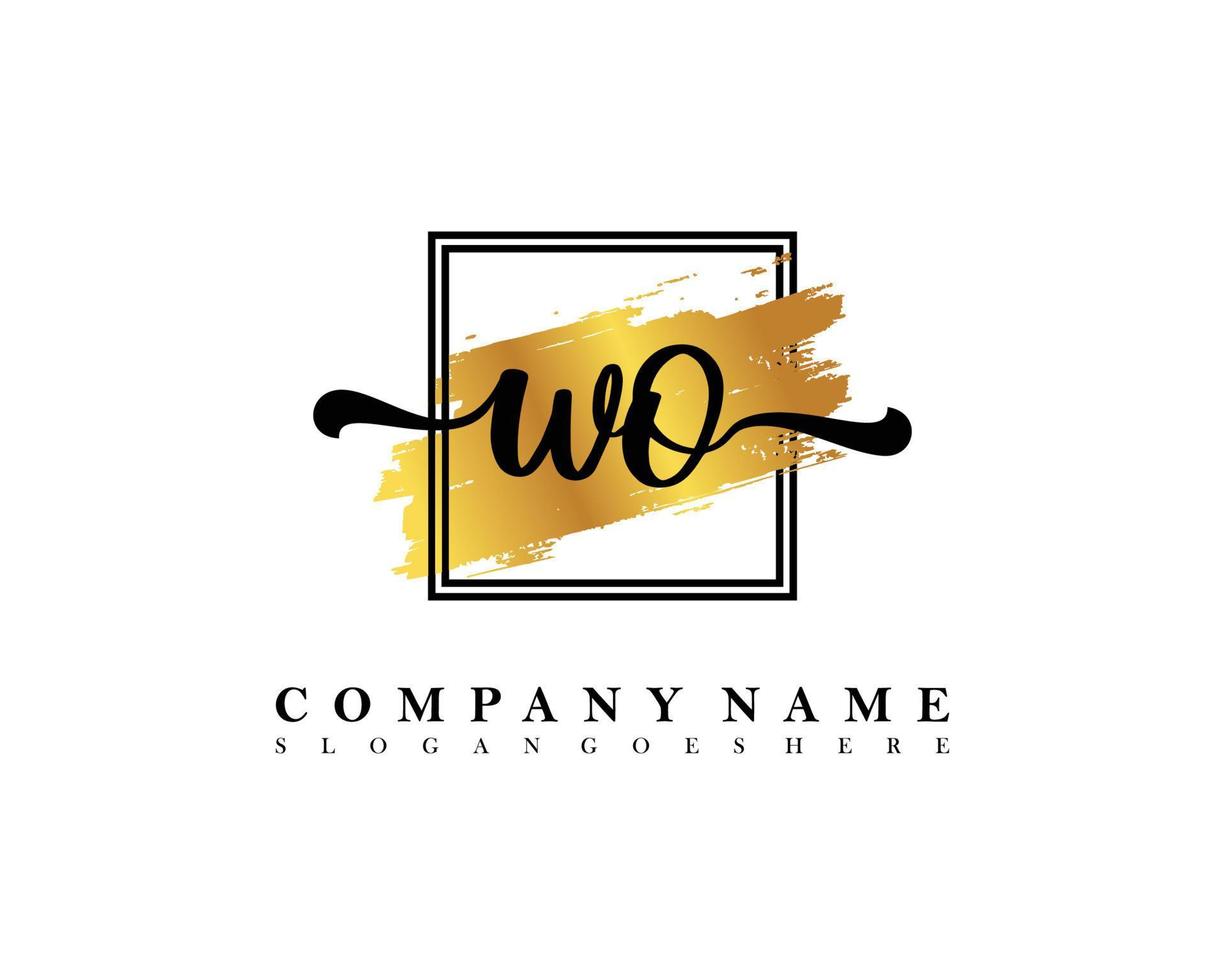 WO Initial handwriting logo concept vector