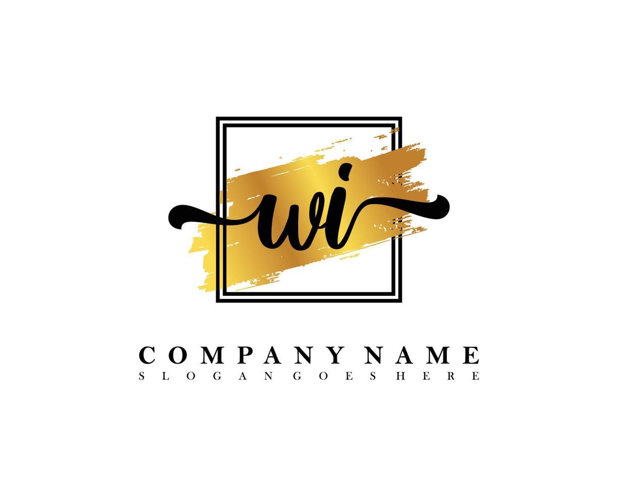 WI Initial handwriting logo concept vector