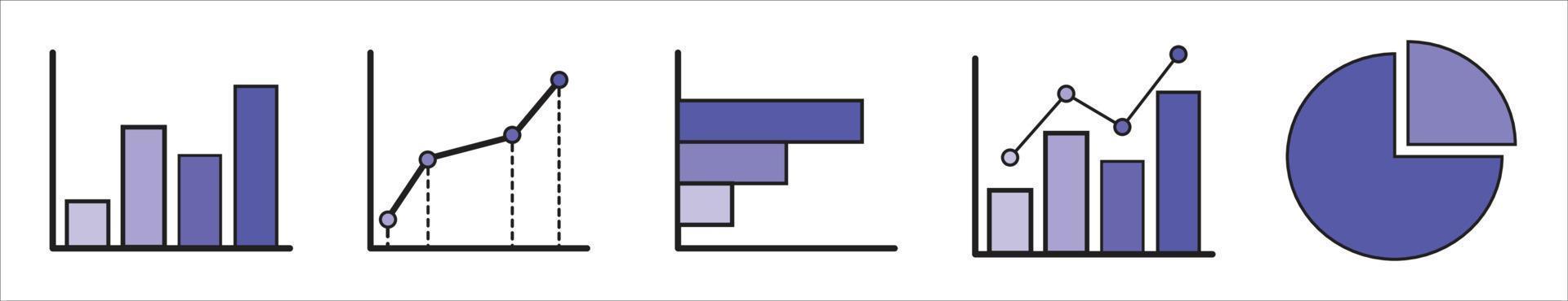 CHART DIAGRAM ICONS SET vector