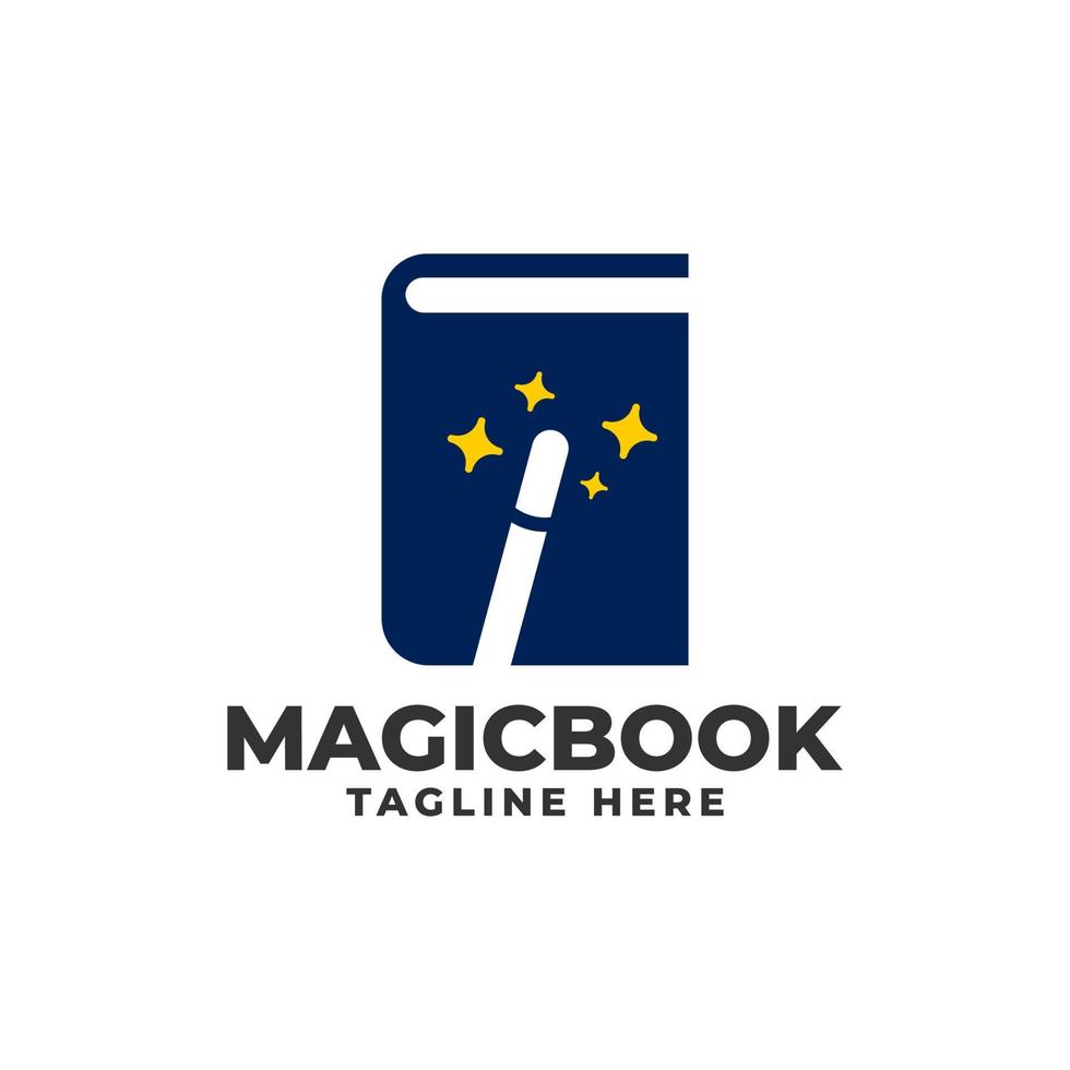 ilustración de un libro con una varita mágica dentro. Bueno para cualquier negocio relacionado con el libro. vector
