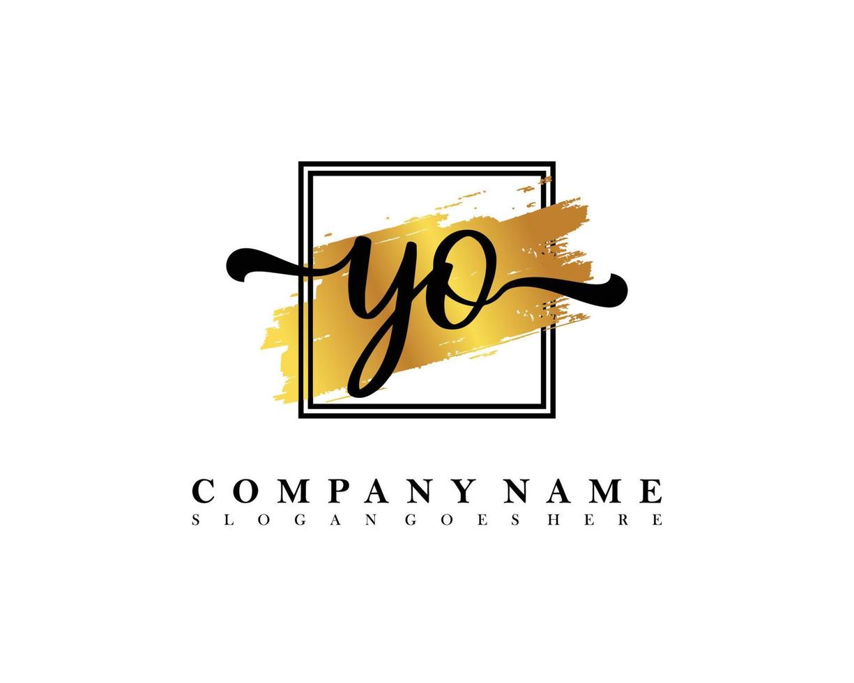 YO Initial handwriting logo concept vector