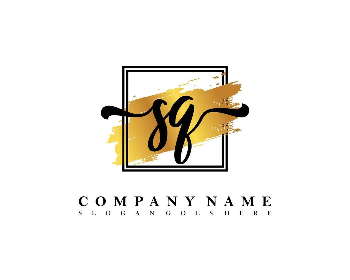 SQ Initial handwriting logo concept vector