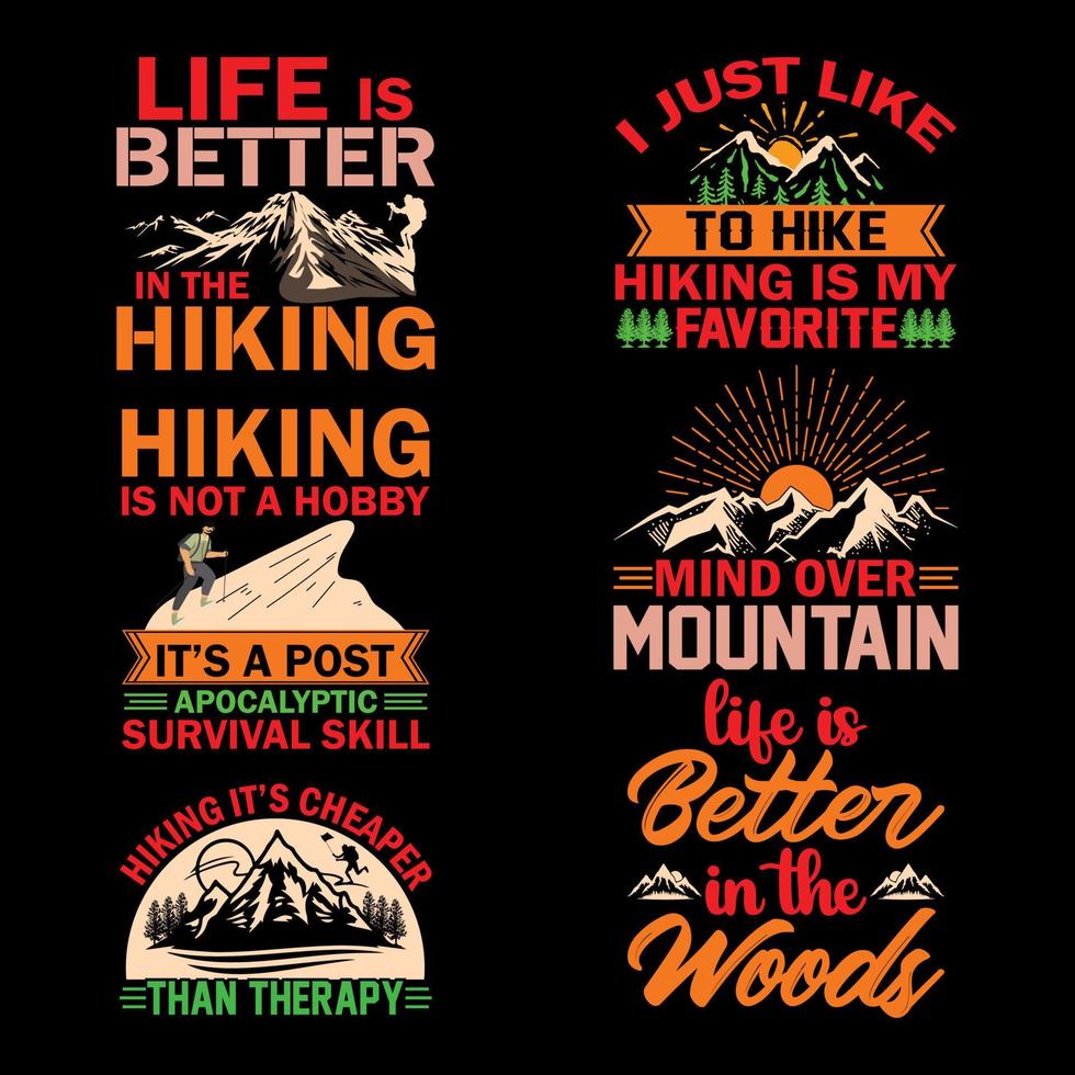 HIKING T-SHIRT DESIGN. HIKE MOUNTAIN T-SHIRT DESIGN vector