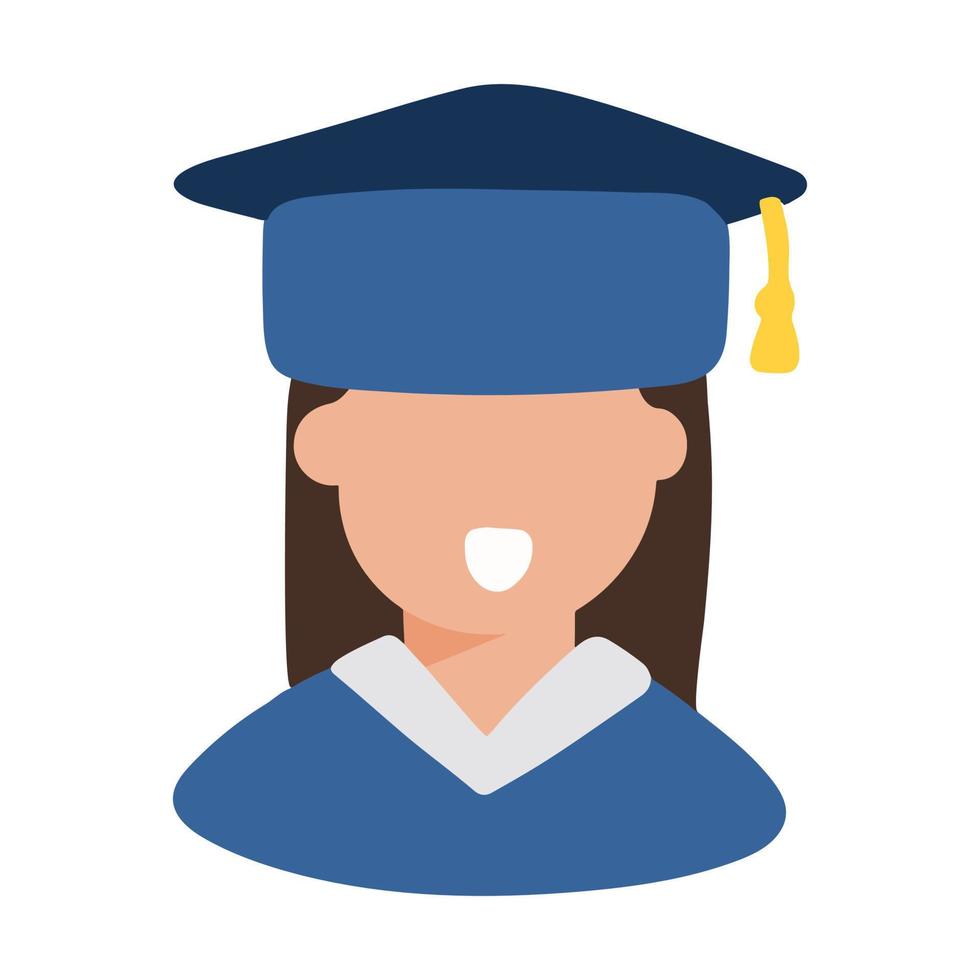 The avatar of the graduate. Student icon. Vector illustration in a flat style, isolated on a white background.