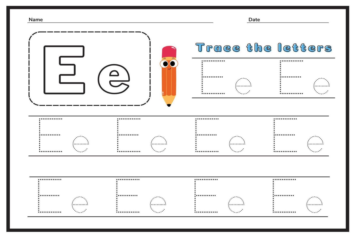 Writing practice of letters E. Coloring book. Education for children