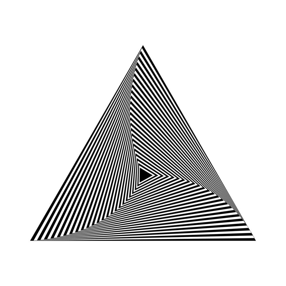 Black wavy optical illusion triangle spiral vector