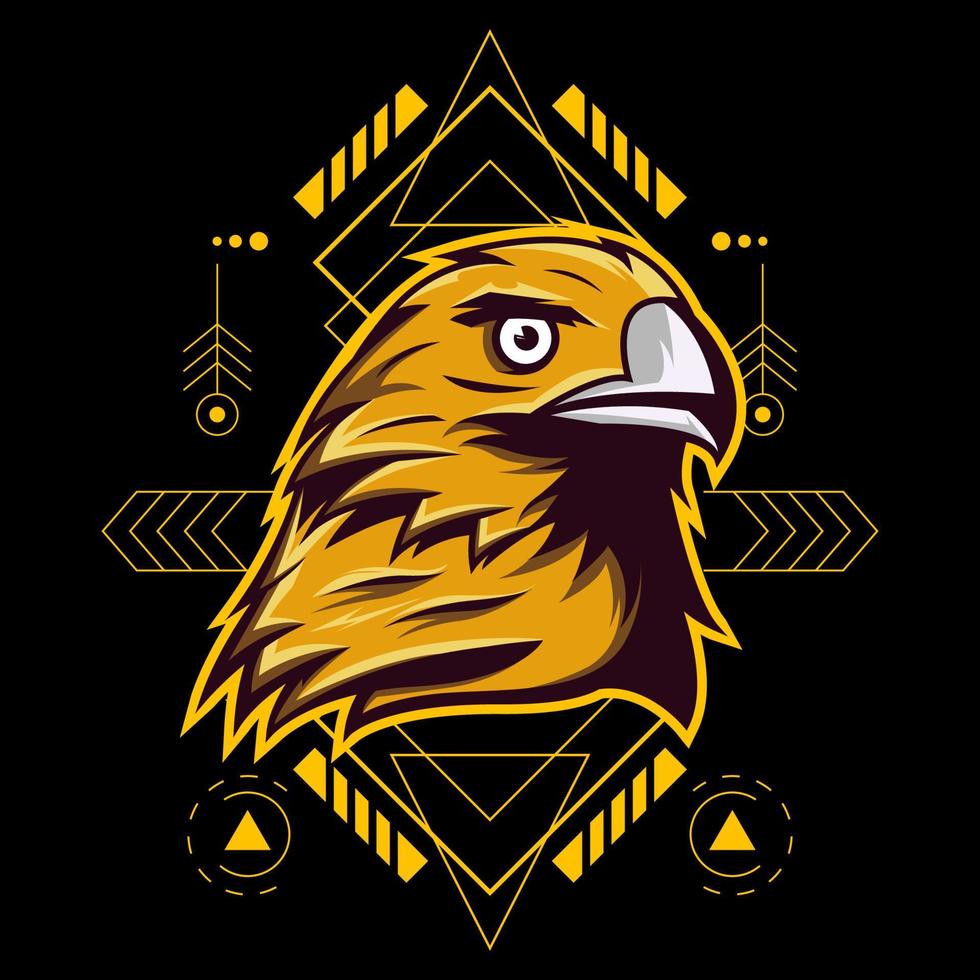 Eagle head illustration with sacred geometry vector