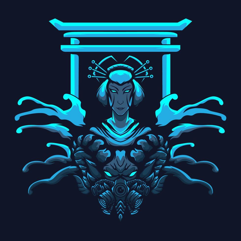 JAPANESE GEISHA GIRL ILLUSTRATION WAVE 15645016 Vector Art at Vecteezy