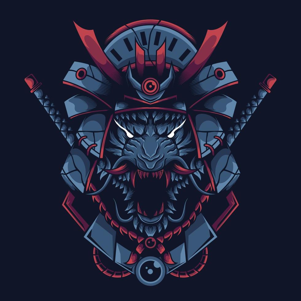 Dragon Tiger Samurai Ronin Illustration vector