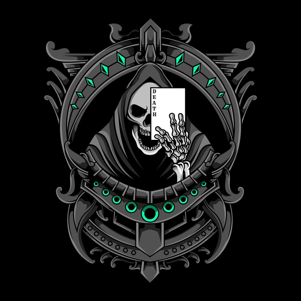 Death Skull Grim Reaper Holding Card Illustration 15645026 Vector Art