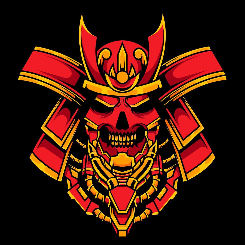 Japanese Samurai Skull Mecha Illustration vector