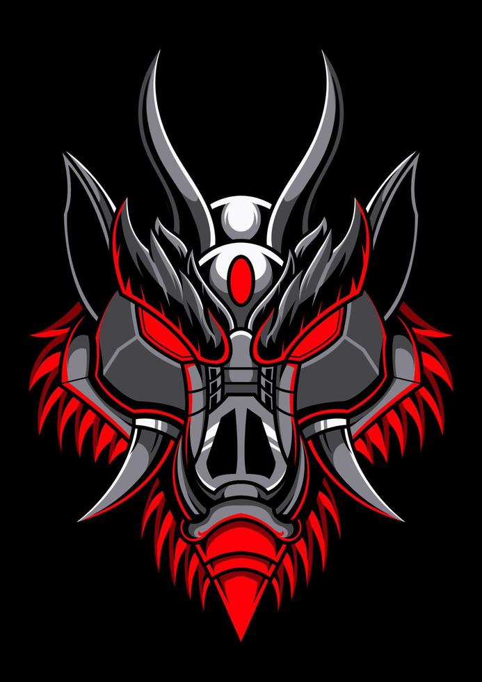 Red Devil Pig Mecha Robot Illustration vector