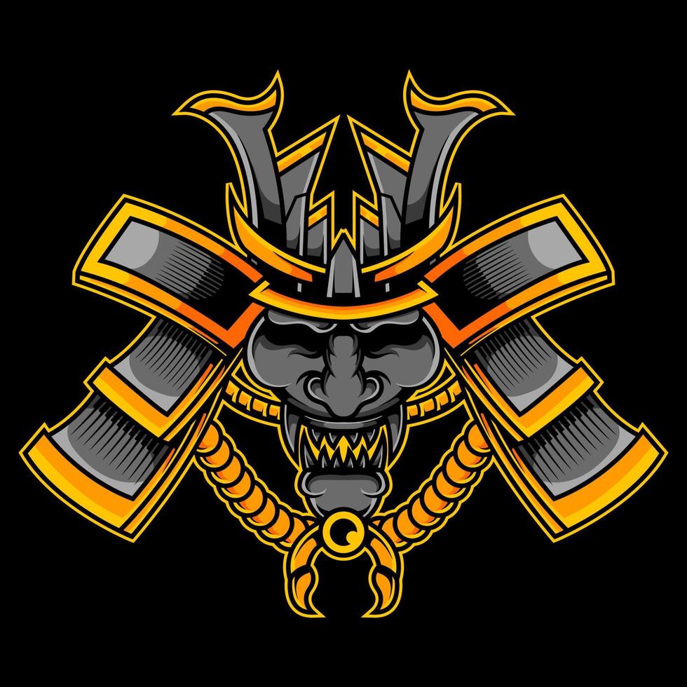 Samurai Oni Mask Head Illustration vector