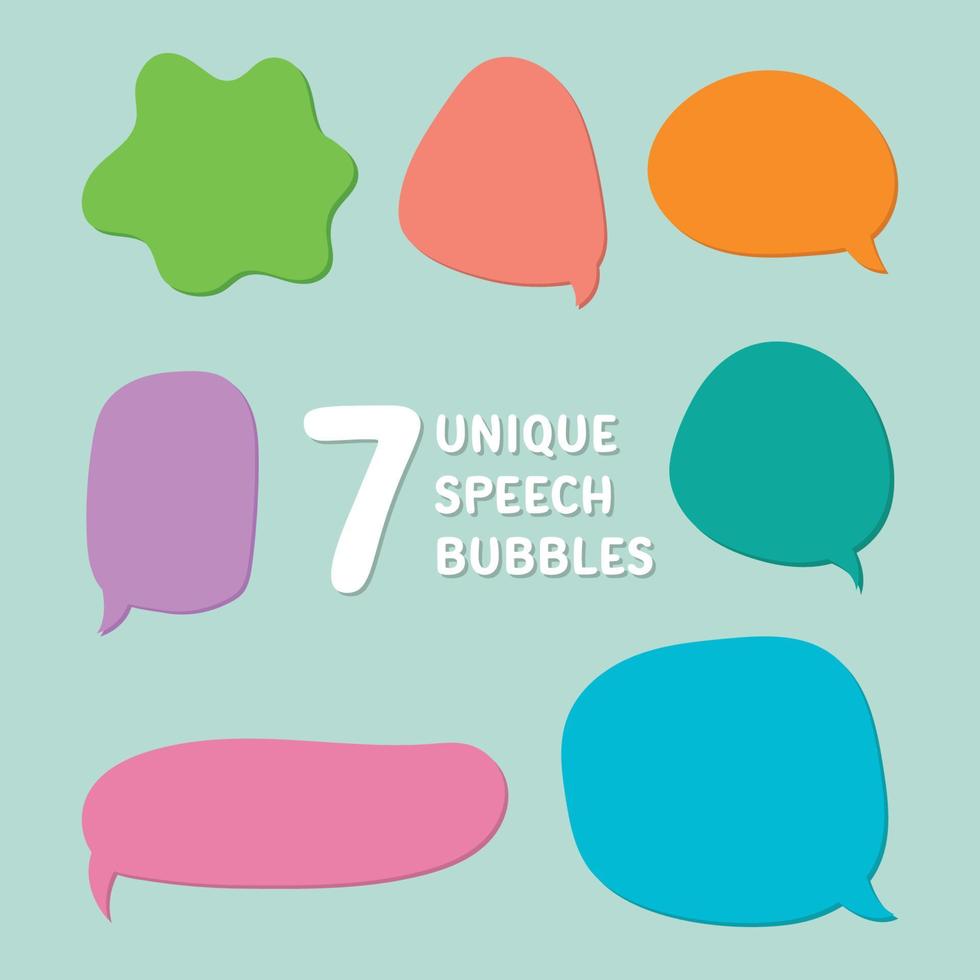 Set of Colorful Speech Bubbles Vector Shapes