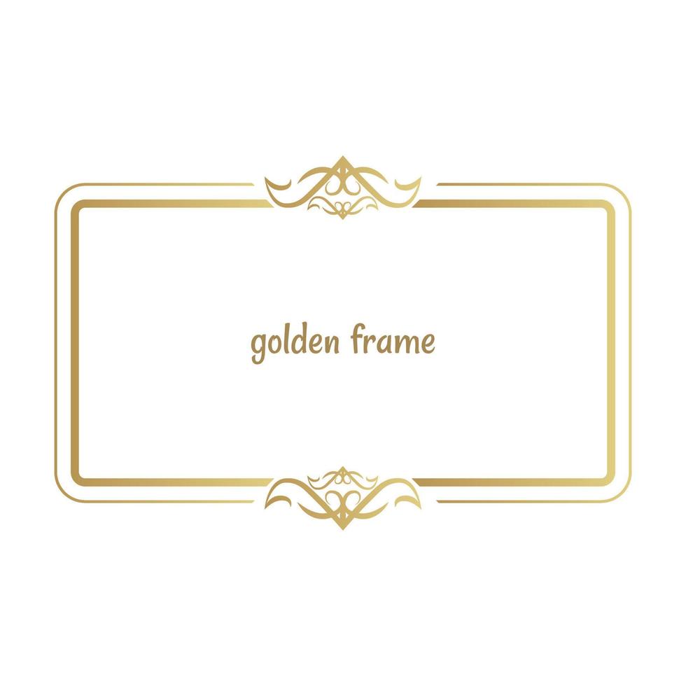 Gold Frame Vector Trendy Rectangle Border Stock Vector