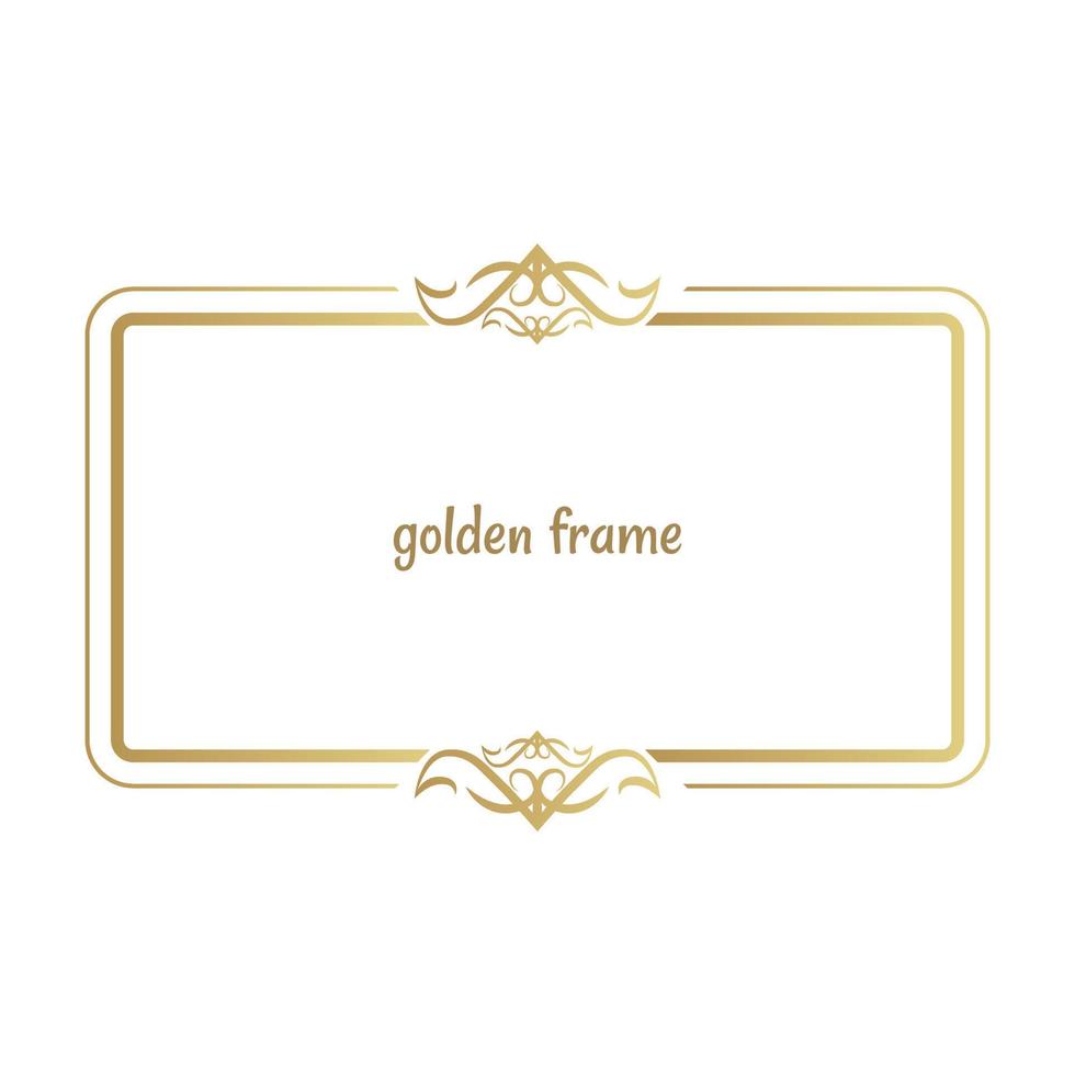 Gold Frame Vector Trendy Rectangle Border Stock Vector