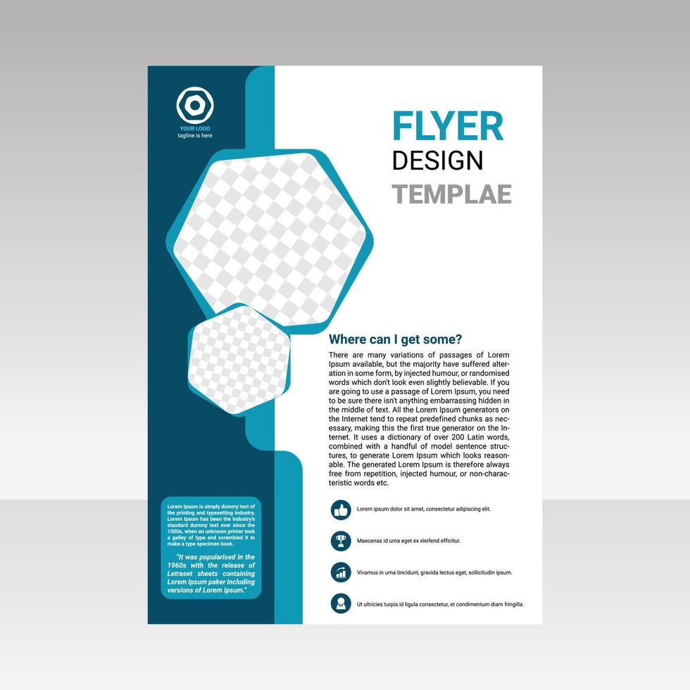 Abstract flyer design background. Brochure template. Annual report cover. Can be used for magazine, business mockup set, education, presentation. Vector illustration a4 size. Blue color