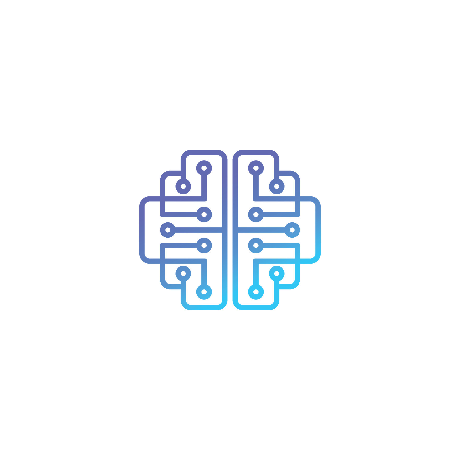 Machine learning and Artificial intelligence brain creative line icon