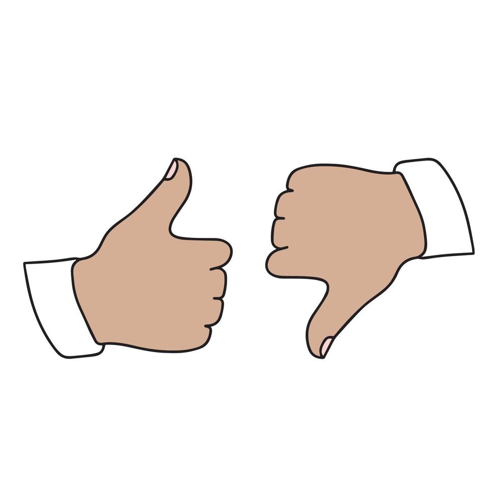 Thumbs up and down. Contour Line Icons Like and dislike. Vector illustration.
