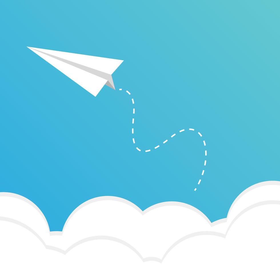 Paper Plane With Clouds Free Download vector