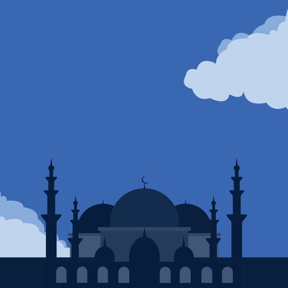 Mosque Night Illustration Flat Style vector