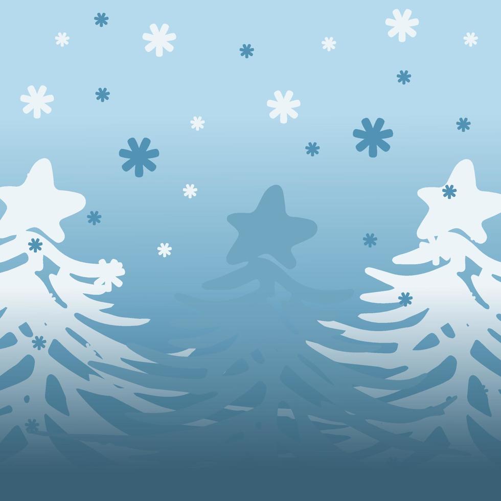 blue christmas postcard with eve silhouette vector
