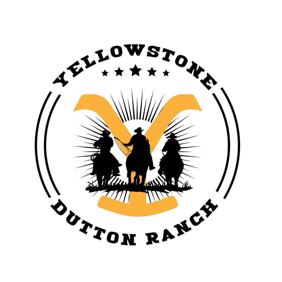 Yellowstone Dutton Ranch Cowboys and Horses Country vector