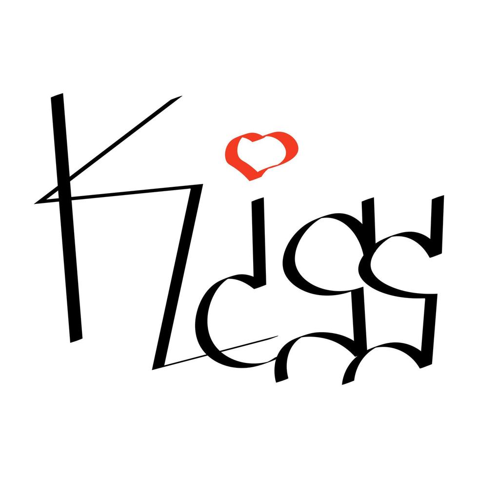 Kiss lettering isolated on the white background vector