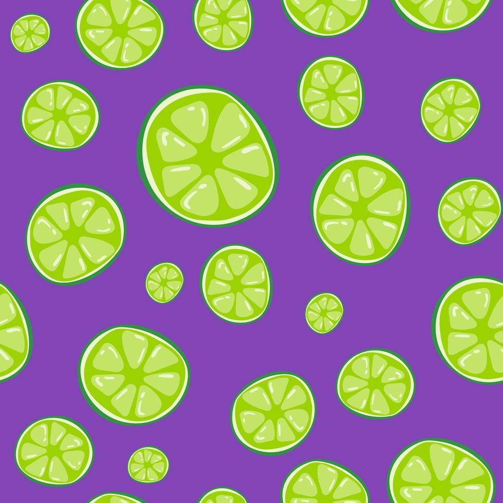 Green lime seamless pattern on a purple background vector