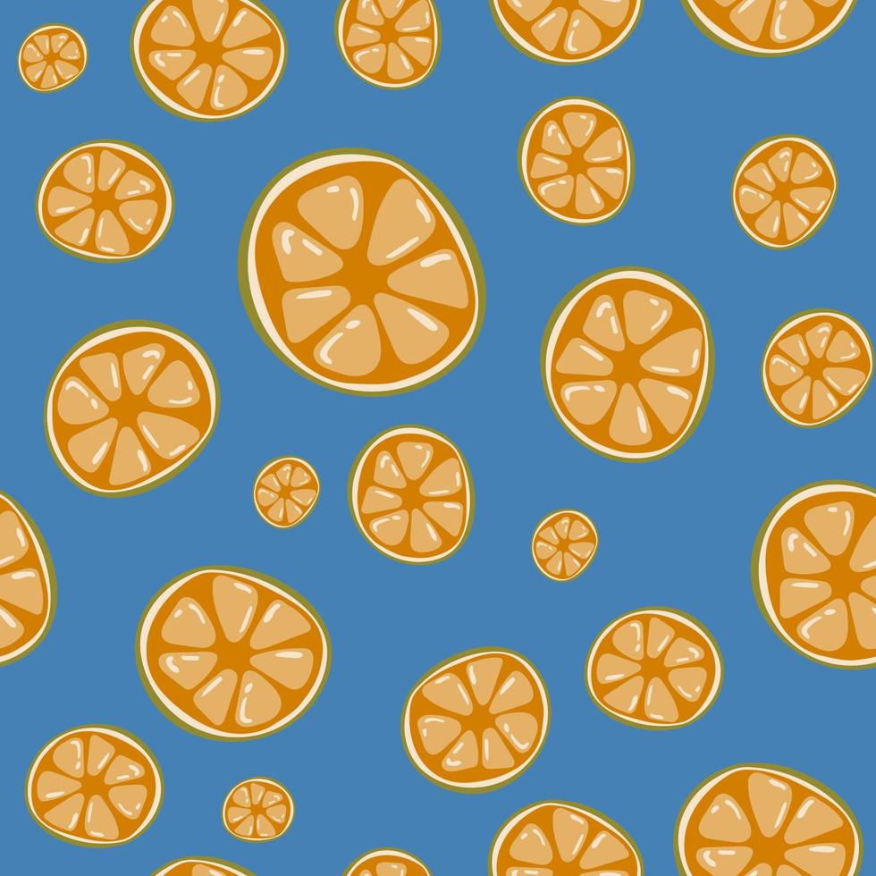 Orange seamless pattern on a blue background vector