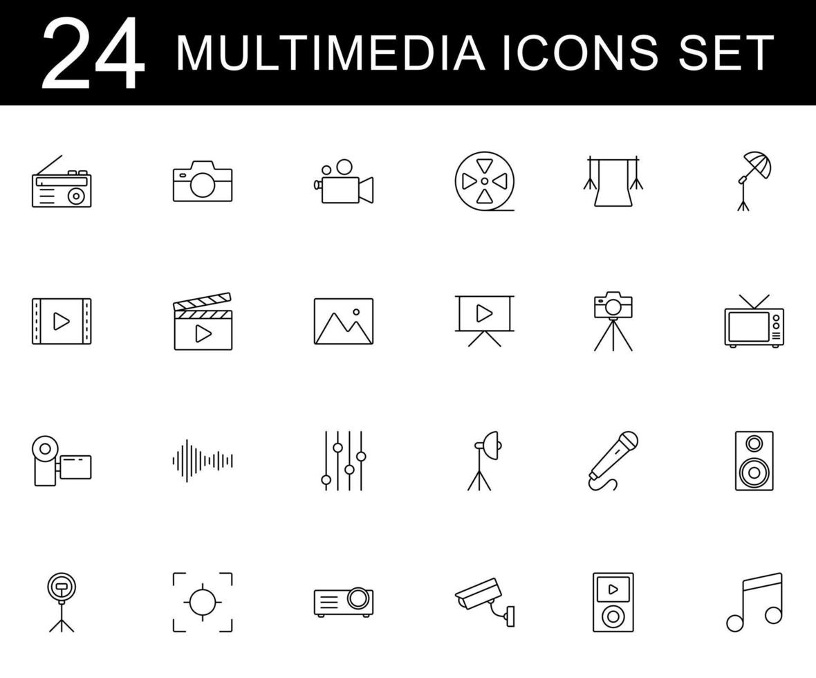 Multimedia video player icon set. Vector illustration. EPS 10.