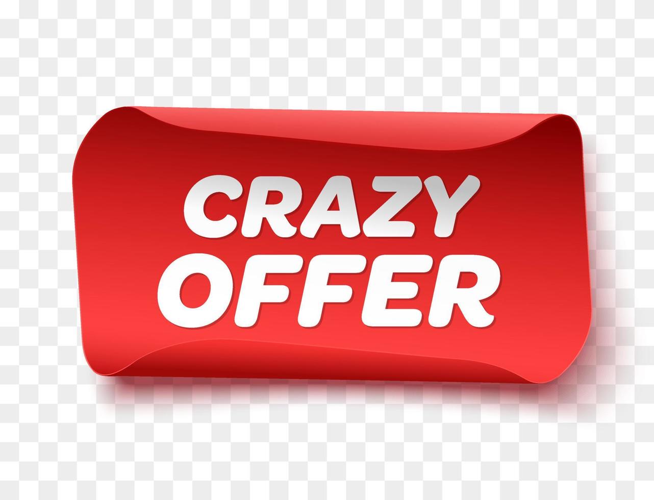 Crazy Offer Tag. Red Discount Label vector