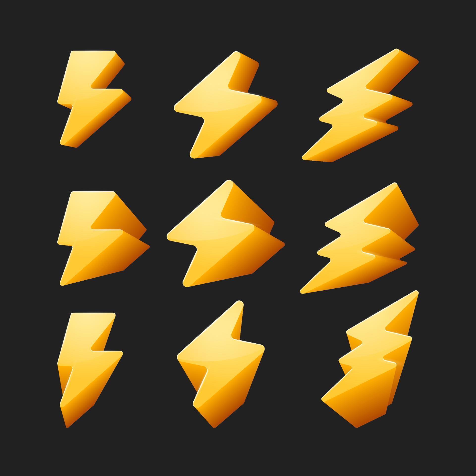 yellow thunder 3d collection set 15645361 Vector Art at Vecteezy