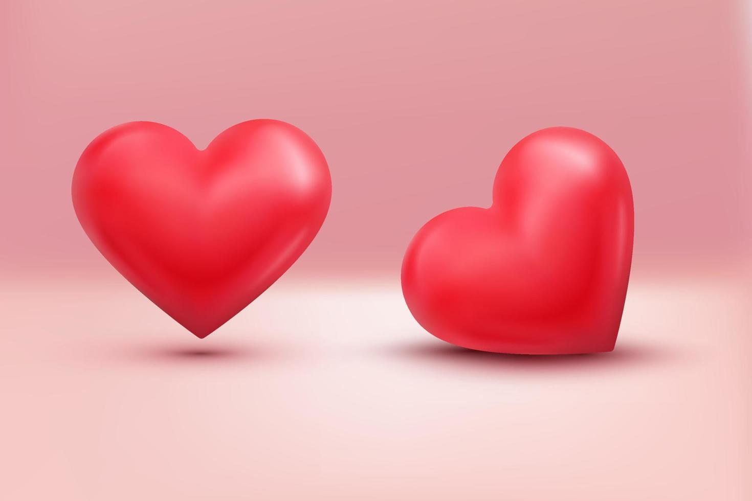 realistic 3d heart shape balloon 3d render style vector