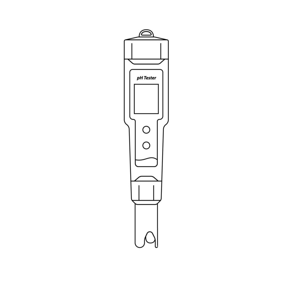 Digital pH Meter Outline Icon Illustration on White Background vector