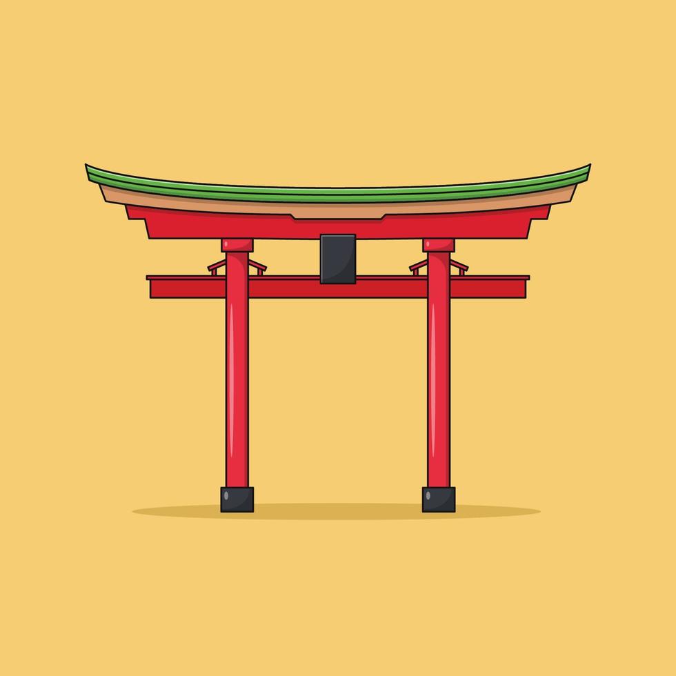 Torii Gate Vector Icon Illustration. Japanese Culture Vector. Flat Cartoon Style Suitable for Web Landing Page, Banner, Flyer, Sticker, Wallpaper, Background