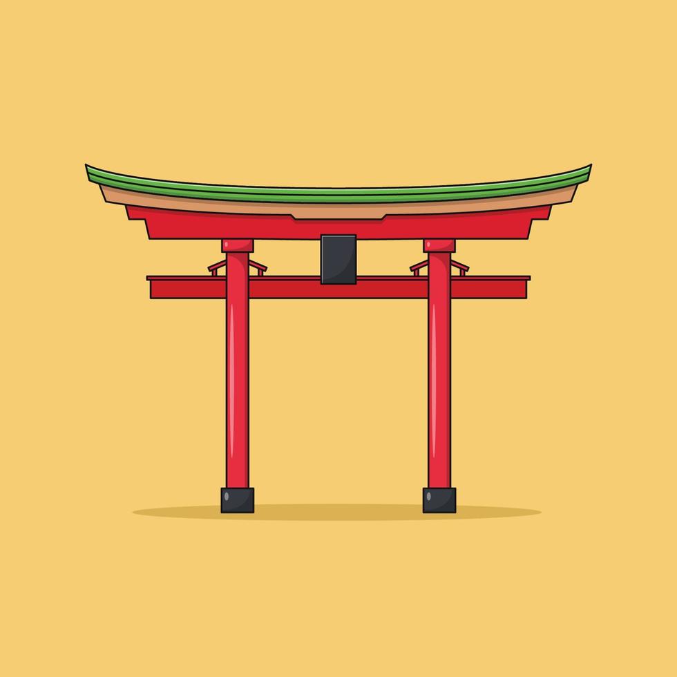 Ilustración de icono de vector de puerta torii. vector de cultura japonesa. estilo de caricatura plano adecuado para la página de inicio web, pancarta, volante, pegatina, papel tapiz, fondo