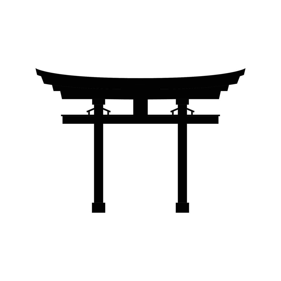 Torii Gate Silhouette. Black and White Icon Design Elements on Isolated White Background vector